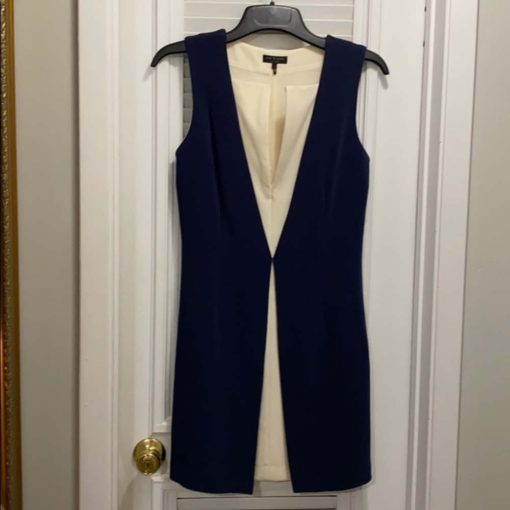 rag & bone Navy and Cream Midi Dress